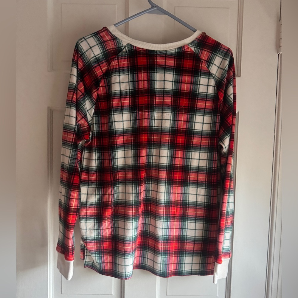 Cuddl Duds Red and Green Plaid Top - Picture 5 of 6